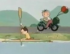 Bolek na kajaku i Lolek na rowerze